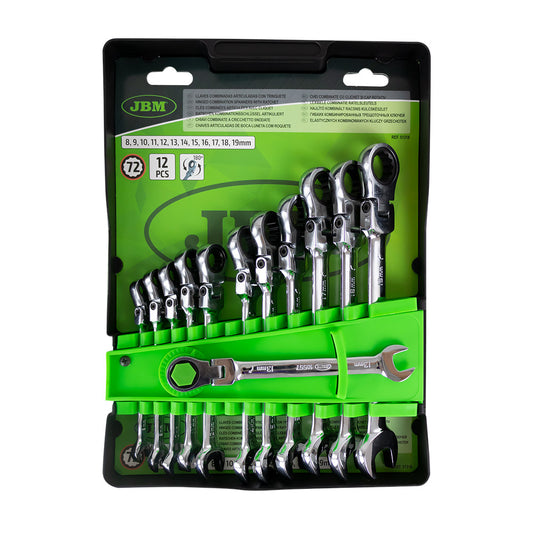 Juego de 12 llaves fijas articuladas con carraca JBM 51318
