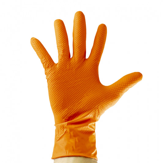 Guantes de nitrilo profesionales, naranjas, 7.0 milésimas de pulgada - 90 unidades | Talla XL | JBM 53553