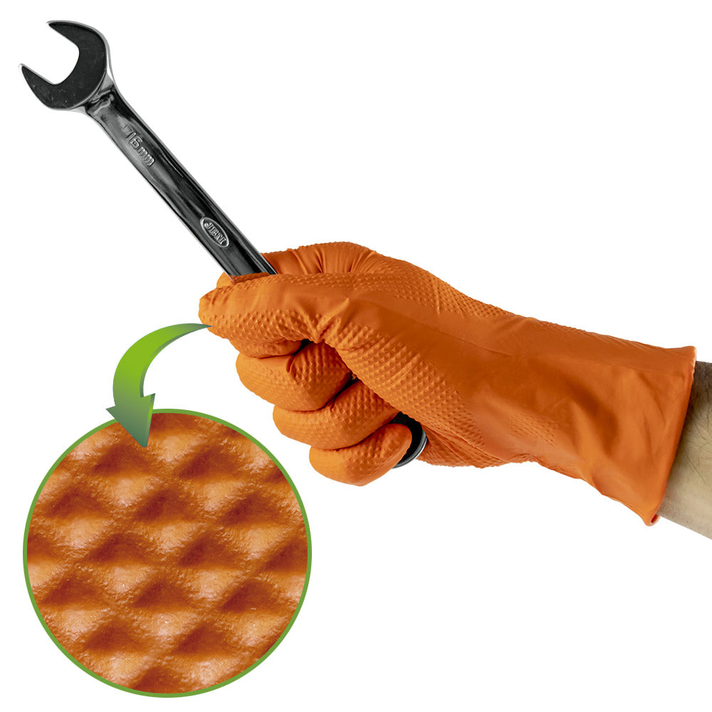 Guantes de nitrilo profesionales, naranjas, 7.0 milésimas de pulgada - 100 unidades | Talla L | JBM 53552