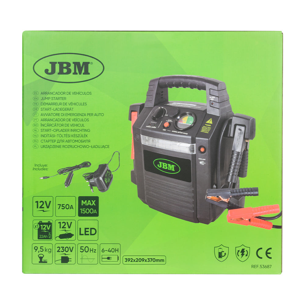 Arrancador portátil JBM 53687 - 12 V para vehículos