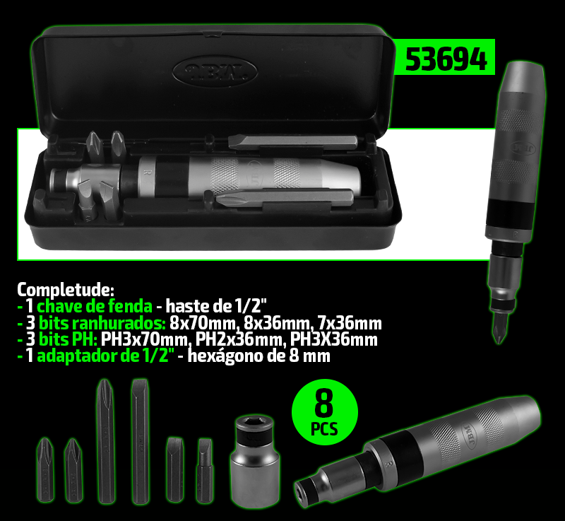 KIT DE LLAVES DE IMPACTO DE 1/2" | JBM 53694