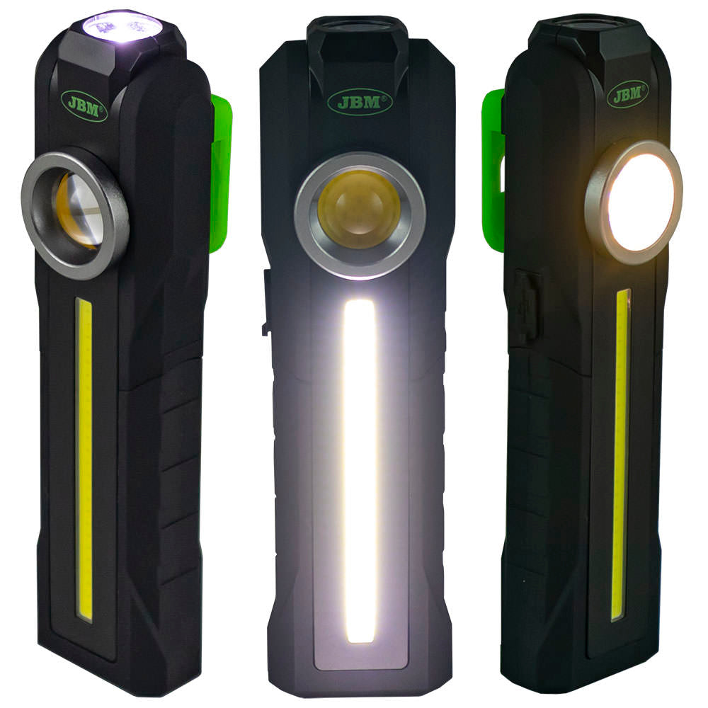 Linterna de bolsillo JBM 53776 COB LED de 300 lm con imán articulado