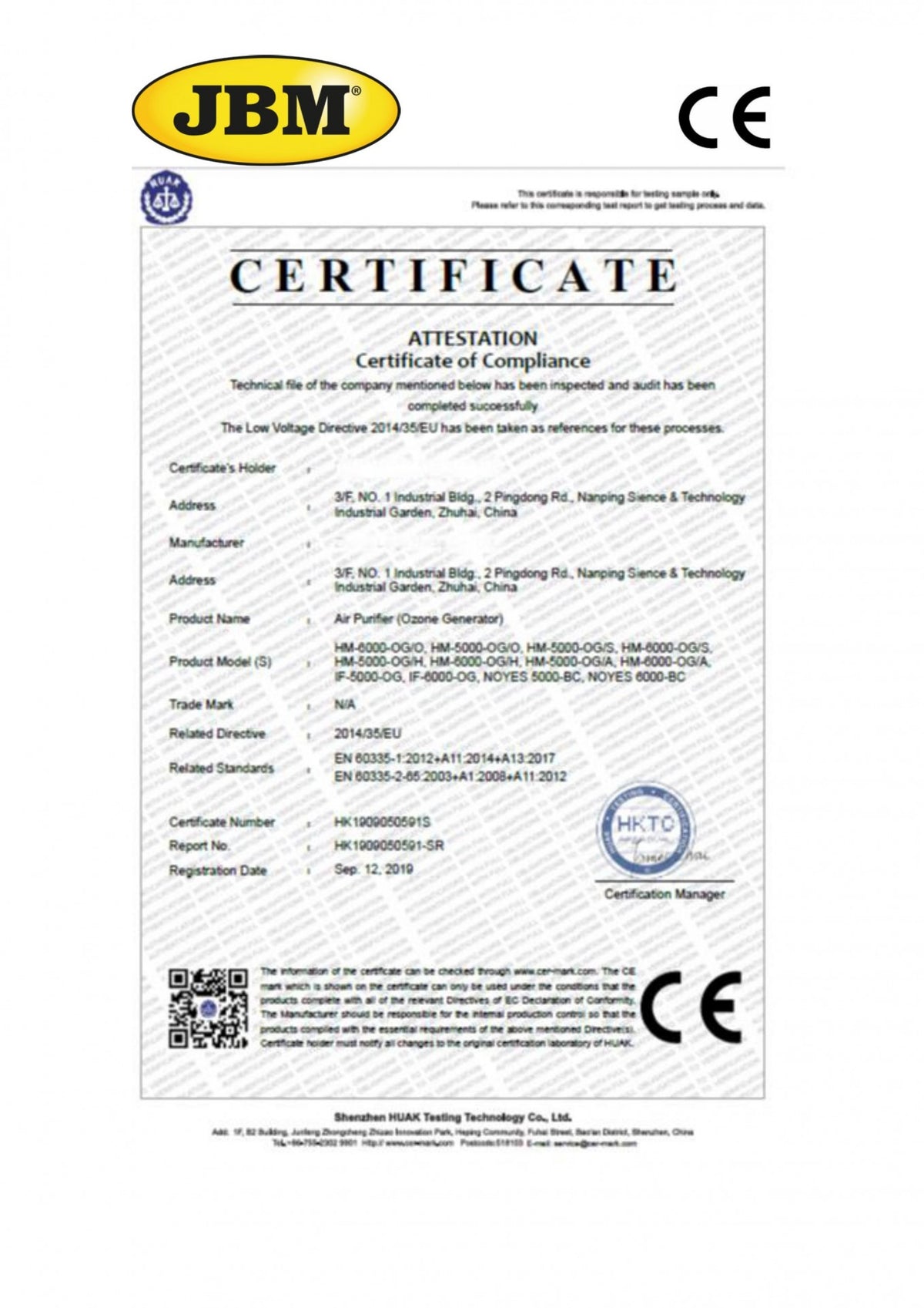 Generador de ozono portátil 5000 mg/h (220 V) 53786
