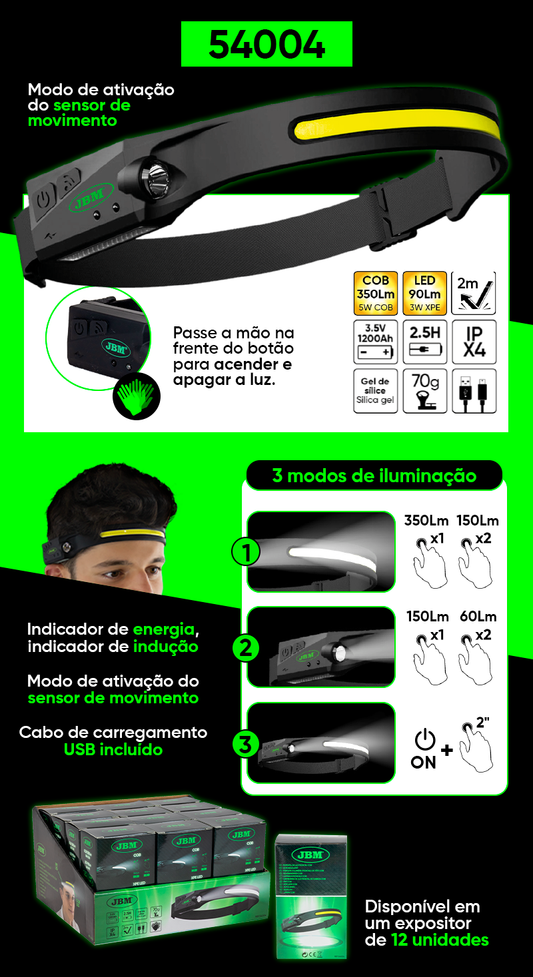 Linterna de inspección LED COB recargable | JBM 54004