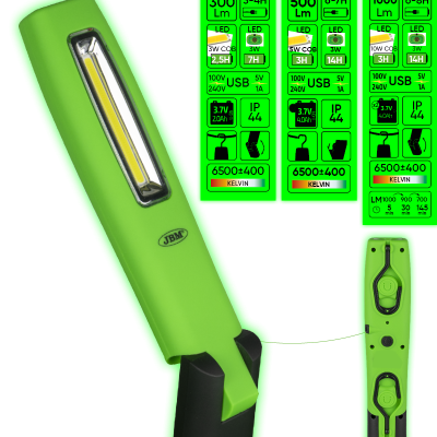 Linterna de inspección LED recargable JBM 500LM: Magnética y articulada (Ref. 54123)