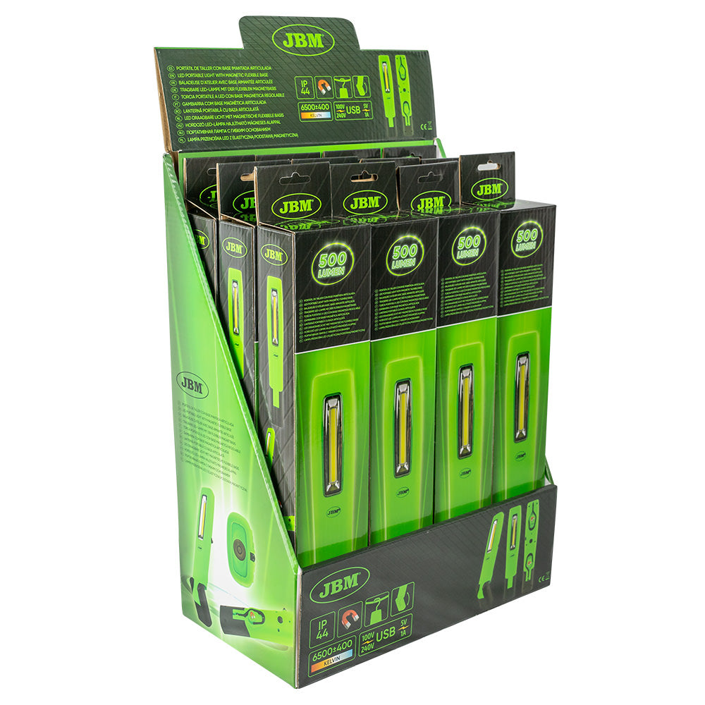 Linterna de inspección LED recargable JBM 500LM: Magnética y articulada (Ref. 54123)