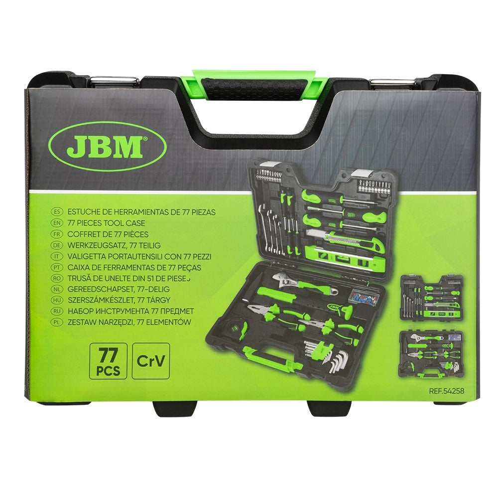 Juego de herramientas multiusos JBM de 77 piezas – Acabado zincado | 54258