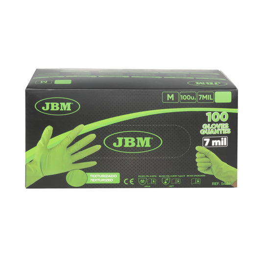 Guantes profesionales de nitrilo verde 7.0 mil - 100 unidades | XL | JBM 54371