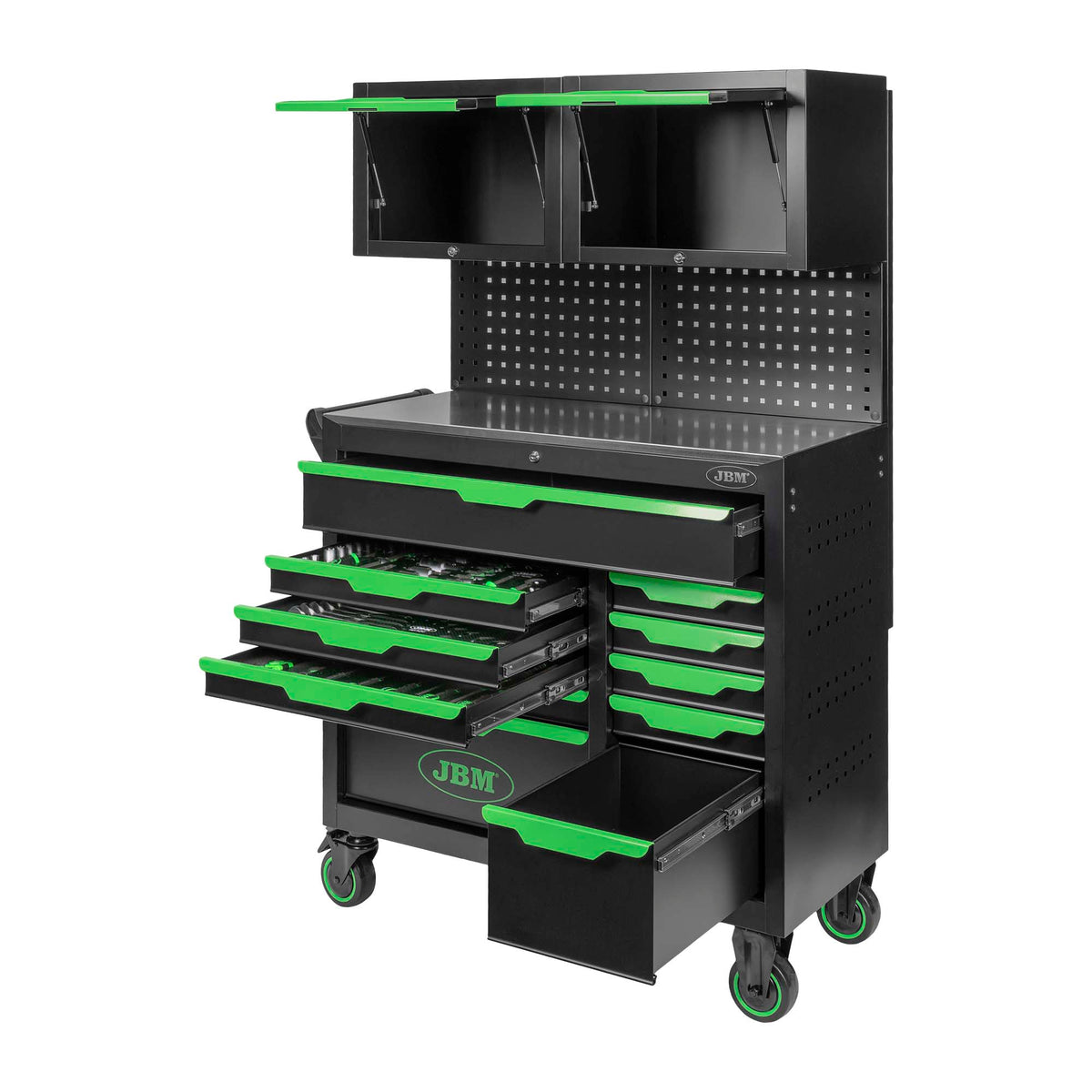 CARRO DE HERRAMIENTAS DE 11 CAJONES CON PANELES Y GABINETES - JBM 55118