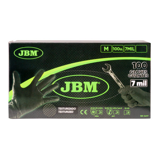 LUVAS DE NITRILO PROFISSIONAIS PRETAS 7.0 MIL - 100 UNIDADES | M | JBM 54177